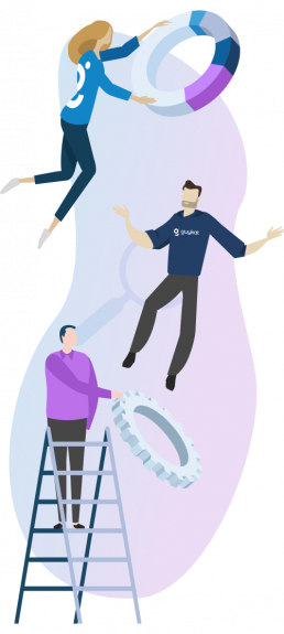 Illustration of floating guykat peopl graphics