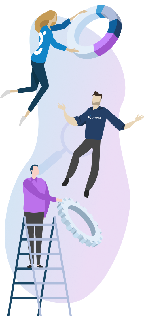 Illustration of floating guykat peopl graphics