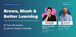 Brows, blush and better learning webinar promotion with more information about the upcoming session