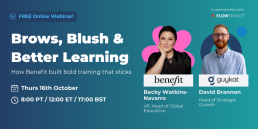 Brows, blush and better learning webinar promotion with more information about the upcoming session